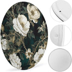Wall Picture, with White Flowers Printed Circular Iron Hanging Picture,Wall Art Decor,Home for Bedroom Living Room Bathroom Decor,Iron Painting 11.8X11.8 in