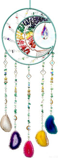 Large Dream Catchers, Chakra Tree of Life Dreamcatcher with Rainbow Healing Crystal Agate Suncatcher for Windows Hangings Prism Decoration Gifts for Adult Boys Bedroom Garden Room Decor