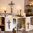 XUEMEKO Crucifix Wall Cross, 10.3" H Catholic Crucifix for Wall, Resin Jesus Cross Home Decor, Handcrafted Crucifijos Catolicos, Religious Wall Decor for Home Altar Church Gift