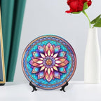 Morocco Floral Watercolor Stained Glass Print Decorative Plates Home Decor Ceramic Plates, Dinner Plates Display for Kitchen, Hallway Console Side Table, Presents for Family Friends, 7 Inch