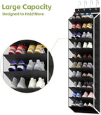 KEEPJOY 10 Tiers Mesh Over Door Shoe Organizer Storage, Hanging Shoe Holder for Door with Large Deep Pockets, Fit 20-30 Pairs Shoe Rack for Sneakers, Boots.(Black)