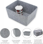 Welaxy Felt Storage Bin, Wide Deep Drawer Organizer Caddy for Makeup, Jewelry, Stationery, Closet & Bathroom, Minimalist Box (Gray Bin, M)