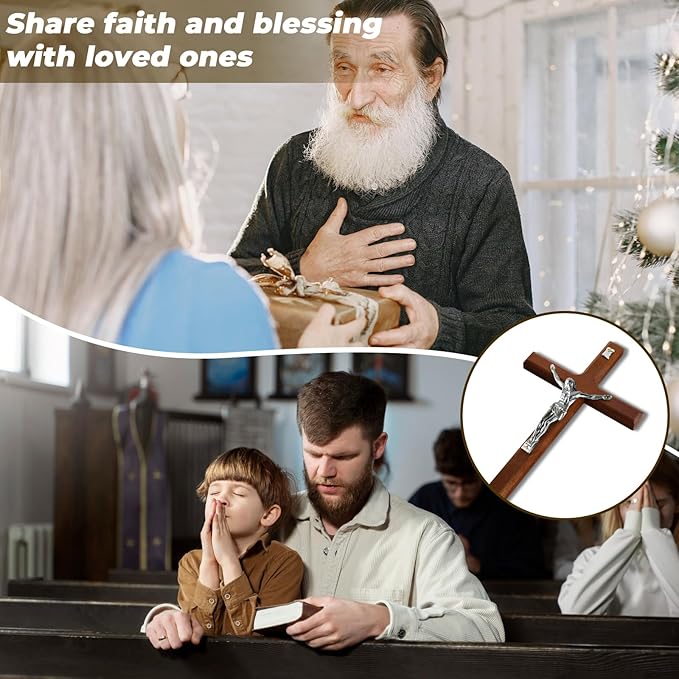 XIPENGKEJI Wooden Cross for Wall,Can be Used for Christian Wall Art,Jesus Cross Decorp-Perfect Decoration,Catholic Crucifix Home Decoration for Spiritual alvation,Christian Gifts-7.87Inch X 4.5Inch(Black)
