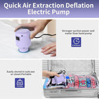 Electric Air Pump for Vacuum Storage Bags, Portable Travel Vacuum Pump Compressing Clothing Vacuum Seal Pump for Various Vacuum Seal Bags Purple(Storage Bag Not Included)