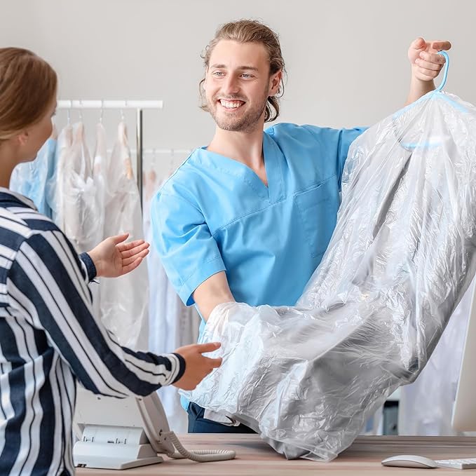 30 Pack Clear Clothes Covers 60x90 cm Plastic Garment Bags for Hanging Clothes Dry Cleaner Bags Hanging Dust-proof Garment Bags for Dry Cleaner, Home Storage, Travel