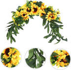 Garneck Artificial Sunflower Floral Swag Wedding Door Wreath Wall Hanging Garden Decor Home Decorative Accessory