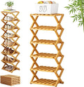 The 9-Tier No-Assembly Bamboo Rack, 3-9 Tiers Bamboo Shoe Rack, Foldable Bamboo Vertical Shoe Organizer, Multifunctional & Space-Saving, For Entryway, Closet, Corner, Bedroom, Hallway (Wood, 6Tiers)