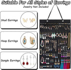 Caffox Hanging Earring Holder, Large Earring Organizer with 20Pcs Extra Hooks for Earrings, Necklaces, Bracelets, Jewelry and Sunglasses, Wall Earring Display for Home, Holds Up To 300 Pairs