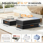 Under Bed Storage Bins - 98L Height-adjustable Under Bed Storage Containers, Compression Blanket Storage Comforter Storage Sweater Storage, Clothes Storage Bins With Clear Window, 2 Pack Black