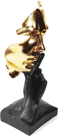 Thinker Statue-Silence is Gold-Abstract Art Figurine Decor - 12" H No Hear No See No Speak Modern Home Resin Sculptures Decorative Objects Decor for Home Office Bookshelf Desktop