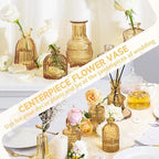Mini Bud Vases As Wedding Centerpieces for Tables,Clear Bud Vases for Flowers,Small Flower Vases Suitable for Birthday Party,Anniversary,Wedding Reception,Baby Shower (Gold, 12PCS)