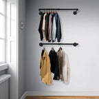 WEBI Clothing Rack Wall Mount,24" Industrial Pipe Clothes Rack for Hanging Clothes,Heavy Duty Iron Garment Rack Bar,Retail Display Clothes Rod for Closet,Laundry Room,Black