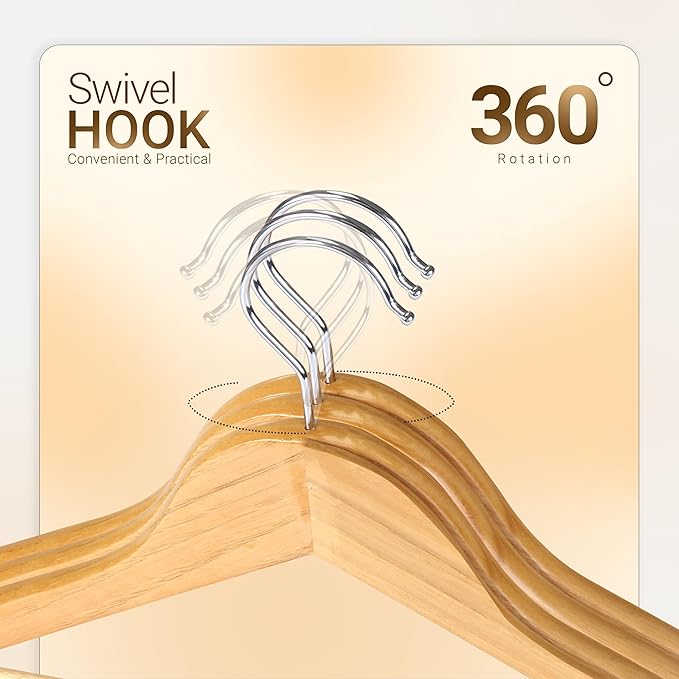 Utopia Home Premium Wooden Hangers 30 Pack - Heavy Duty & Durable Coat Hanger - Wood Hanger with 360-Degree Rotatable Hook - Clothes Hangers with Non-Slip Shoulder Notches For Shirts & Coats (Natural)