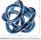 Torre & Tagus Orbit Hand Blown Glass Infinity Knot Sculpture - 4.5 Inch Glass Art Blue Knot Decor Ball for Home Decor, Small Centerpiece Table Decoration for Home Interior (Indigo Blue)