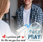 Religious Plaques Christian Woman Decor Gifts, Blue Prayer Room Decor, Pray On It Pray Over It Acrylic Sign Decorative for Home Pastor Farmhouse Living Room Church Table Desk Bookshelf