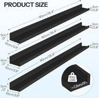 HOOBRO Floating Shelves, Wall Shelf Set of 3, 35.4 Inches Hanging Shelf with Raised Edge and Invisible Brackets, for Bathroom, Bedroom, Kitchen, Office, Living Room Decor, Black BK90BJ01