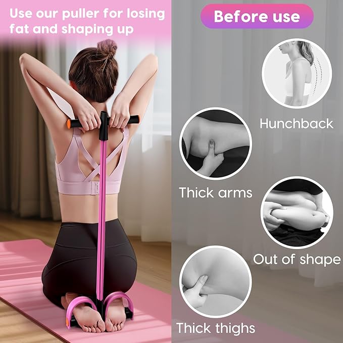 Resistance Bands with Handle, 6-Tube Elastic Foot Pedal Resistance Band, Natural Rubber Ankle Puller Sit-up Exercise, Multifunction Fitness Bands for Abdomen, Waist, Arm, Leg Stretching Training