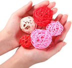 Patelai 36 Pcs Wicker Rattan Balls Decorative Balls for Vase Centerpiece Bowls Orbs Filler for Home Decor,4 Sizes(White, Pink, Rose, Red,2.4'',2'',1.6'',1.2'')