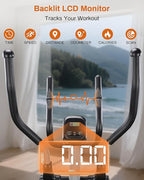 ECHANFIT Elliptical Exercise Machine with 16 Resistance Levels, Hyper-Quiet Magnetic Elliptical Machine for Home with 15.5" Stride, Backlit LCD Monitor, App Bluetooth, Pulse Sensor