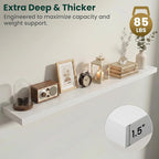 Floating Shelves for Wall 72 in x 9.3 in Deep, Wall Mounted Rustic Wood Shelf with Invisible Brackets for Storage & Display, Living Room Bedroom Bathroom, White, 1 Pack