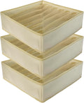3 Pack Bra Underwear Drawer Organizer Dividers Foldable Dresser Closet Organizers and Storage Boxes for Bra, Socks, Underwear, Ties(Beige)