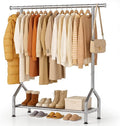 EAGMAK Sturdy Clothing Racks for Hanging Clothes – Metal Clothes Rack with Shelf, Portable Garment Rack for Closet Storage, Laundry Drying & Small Space Clothes Organization, Silver