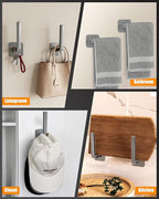 Hat Rack for Hat Storage, Multi-Purpose Hat Organizer (4-Pack), Strong Adhesive Hat Hooks for Wall, Hat Organizer for Baseball Caps, Two Mounting Options Hat Hook, Gray
