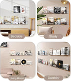 2-Pack Acrylic Magazine Holder Vinyl Records Holder, Display Floating Bookshelves Wall Mounted, Nursery Book Shelves Wall Decor Hanging Magazine Holder for Waiting Room, Living Room, Office
