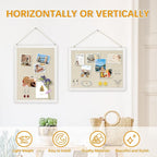 DOLLAR BOSS Bulletin Boards with Linen 2-Pack 16''X 12'' Cork Board for Walls Wood Framed Bulletin Boards, Small Pin Board for Home Kitchen Office Decorative Hanging 20 Pushpins