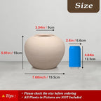 Ceramic Flower Vase Round Textured Vase,Farmhouse Vase Terracotta Rustic Vases for Home Decor for Living Room,Dining Table Decor,Shelf Decor,Centerpiece