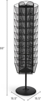 Safco Onyx Rotating Mesh Magazine Holder, Display Rack with 30 Pockets, Brochure Organizer, Commercial-Grade Steel Construction, Black