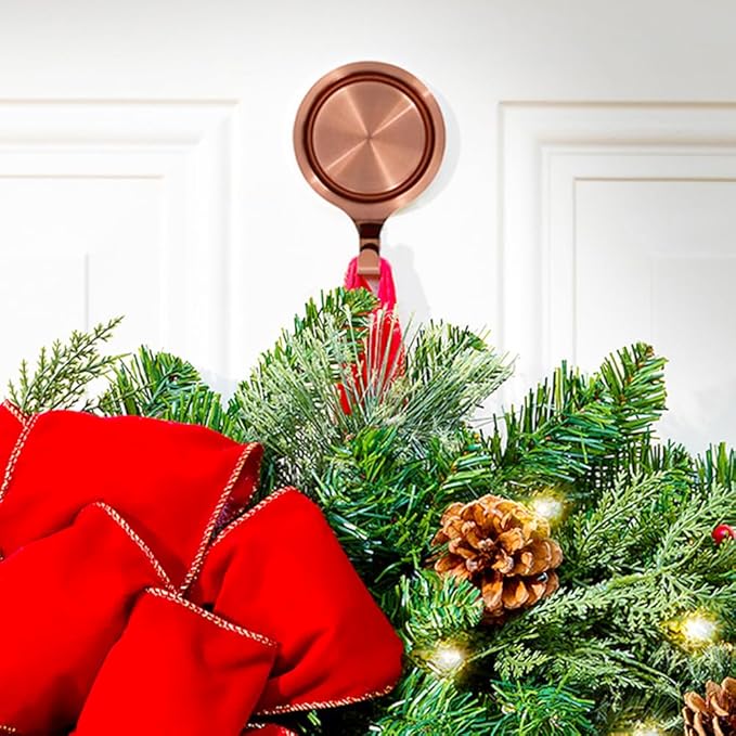 Haute Decor Attract® Pinch-Free Magnetic Wreath Hanger (Copper) - Set of 2 Magnets - for use on 1 Single-Pane Glass Door/Window or 2 Metal Doors/Surfaces
