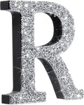 Qunclay 5.7" Silver Crystal Diamond Bling Letters Crushed Diamond Decoration Wooden Glitter Letter with Screw and Hooks Rhinestone Gift for Wedding Y2k Mcbling Bedroom Wall Decor (Letter R)