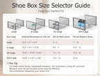 Kuject XXX-Large Shoe Storage Boxes Organizers Clear Plastic Stackable 12 Pack, Shoe Rack & Holder Substitute, Sneaker Containers, Toy Storage Organizer Bins for,Closet, Under Bed, Black(No Fold Line)