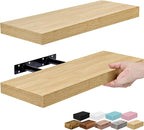 Sorbus Floating Shelves for Wall – 16 Inch Floating Shelf for Kitchen, Bedroom, Living Room, Bathroom, Home & Wall Decor - Mounted Bathroom Shelves with Invisible Brackets (Maple Wood, 2 Pack)