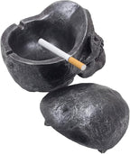 Spooky Human Skull Ashtray with Cover for Scary Halloween Decorations and Decorative Skulls & Skeletons Figurines As Gothic Smoking Room Decor Gifts for Smokers by Home-n-Gifts