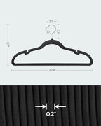 SONGMICS Velvet Hangers 30 Pack, Non-Slip Clothes Hangers with Shoulder Notches, Pants Bar, 360° Swivel Hook, Space-Saving, for Closet, Ink Black UCRF029B03