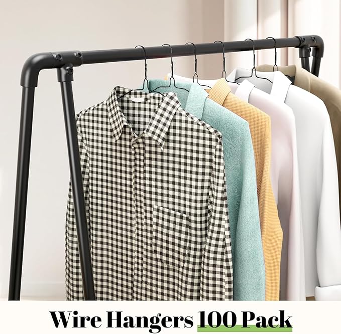 Wire Metal Clothes Hangers Bulk 150 Pack, 16 Inch 12 Gauge Standard Size, Slim Space Saving for Coat Suits Shirts Pants Skirts, Non Slip, Black