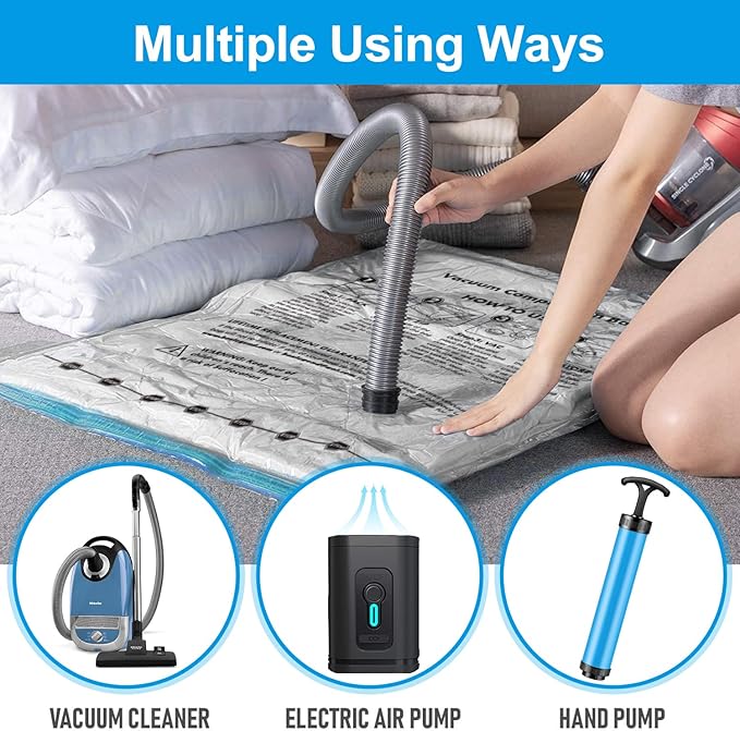 BoxLegend 20 Pack Travel Vacuum Storage Bags with Wireless USB Electric Pump (1200mAh) 4 Sizes for Luggage, Suitcase & Backpack Must-Have Travel Essentials Save 80% Space for Clothes & Packing