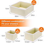 uxcell 1 Set Foldable Cloth Storage Box, 12 Slots Fabric Socks Underwear Drawer Dividers Organizers Baskets Bins for Clothes Socks Scarves Ties, Beige
