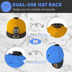 16 Pack Adhesive Hat Hooks for Wall, Strong Hat Rack for Baseball Caps, Hat Organizer Display for Home Decor, Hat Hold Hanger for Wall, Door, Closet, No Drilling - USA Patented (Black)