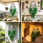 Large Dream Catchers Handmade Green Dream Catcher, Boho Wall Hanging Decor with Beads, Native American Style Dreamcatcher for Bedroom,Living Room,Home Ornament, for Birthday,Festival