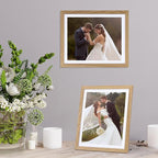 Lyeasw 8x10 Picture Frame 15 Pack, Display Pictures 8x10 with Mat or 9x11 without Mat, Natural Wood Color Bulk Photo Frames for Wall or Tabletop