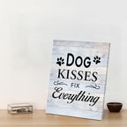 Funny Farmhouse Dog Canvas Wall Art Decor Dog Kisses Fix Everything Rustic Sign Painting Plaque Vintage Animal Pictures Print Home Decoration (8 X 10 Inches, Framed)