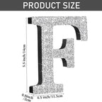 Qunclay 5.7" Silver Crystal Diamond Bling Letters Crushed Diamond Decoration Wooden Glitter Letter with Screw and Hooks Rhinestone Gift for Wedding Y2k Mcbling Bedroom Wall Decor (Letter F)