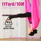 Aerial Silks Kit & Aerial Yoga Hammock - 11Yd Premium Fabric with Hardware - Easy Setup for Flying Yoga, Aerial Swing & Fitness - Supports Up to 14ft Rigging