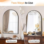 Bathroom Mirror for Wall, 36x24 Inch Arched Mirror, Matte Black Metal Framed Bathroom Vanity Mirror for Restroom Farmhouse, Anti-Rust, Tempered Glass, Hanging or Leaning