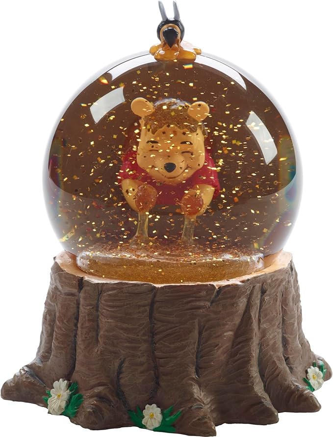 Precious Moments Disney Winnie the Pooh Musical Snow Globe – “For the Love of Hunny” Collectible with Floating Bees, Resin and Glass, 5.6" Tall, Plays Classic Pooh Theme #171708