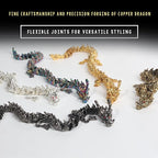 LIYAOLI 5 Pcs Large Metal 3D Printed Articulated Chinese Dragon Figurine Statue Bookshelf Decor 15 Inch Flexible Joints Luck Dragon for Home Office Desk Decoration
