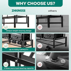 Clothes Rack, Double Rods Clothing Rack with 2 Bottom Shelves & 4 Side Shelves, Metal Garment Rack for Hanging Clothes, Heavy Duty Clothes Rack for Bedroom, Laundry, Living Room, Black